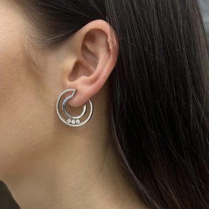 Messika Move Romane Diamond Hoop Earrings 18K White Gold 0.80Cttw